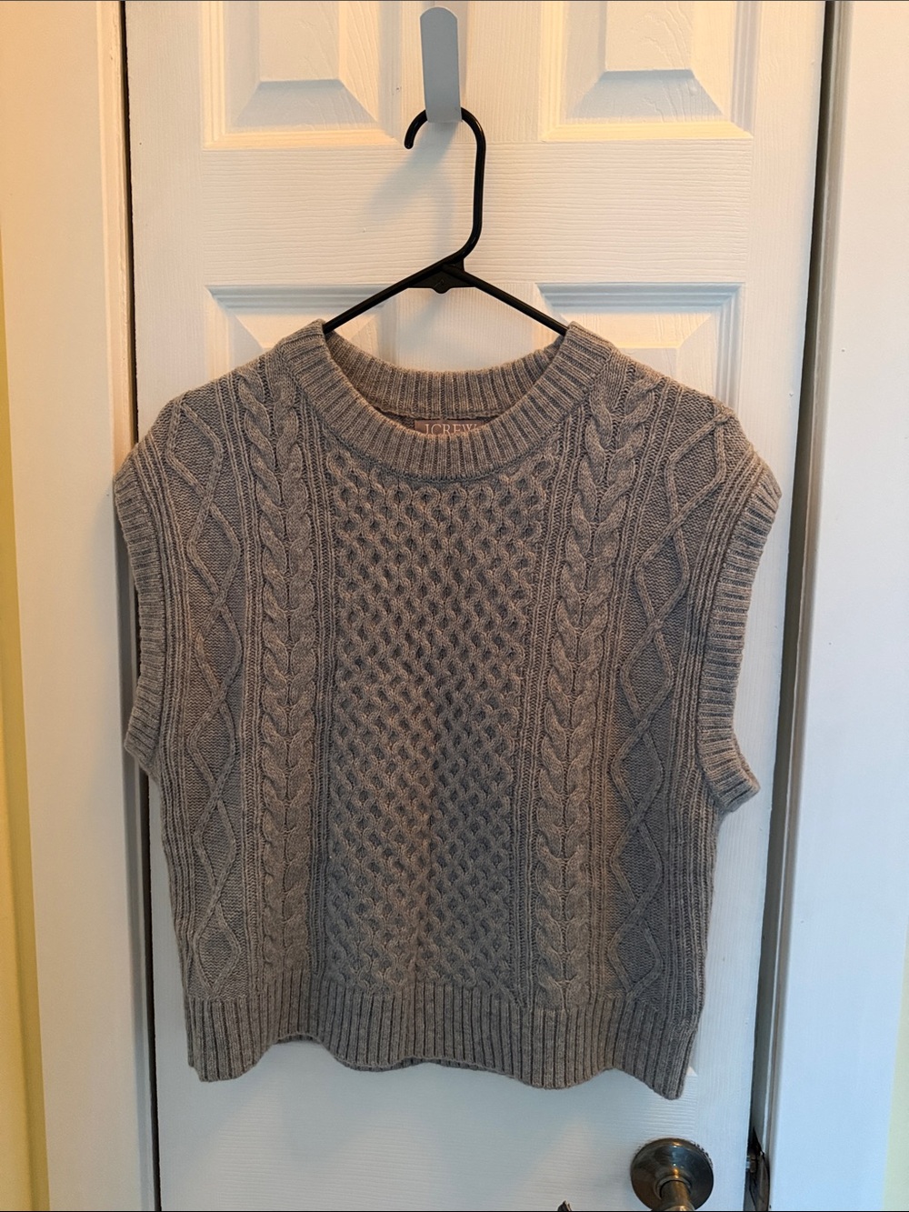J. Crew Gray Cable-Knit Sleeveless Crewneck Sweater Vest
